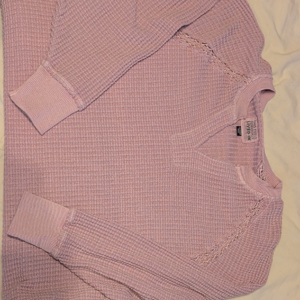 American Eagle Outfitters Light Pink V-Neck Sweater